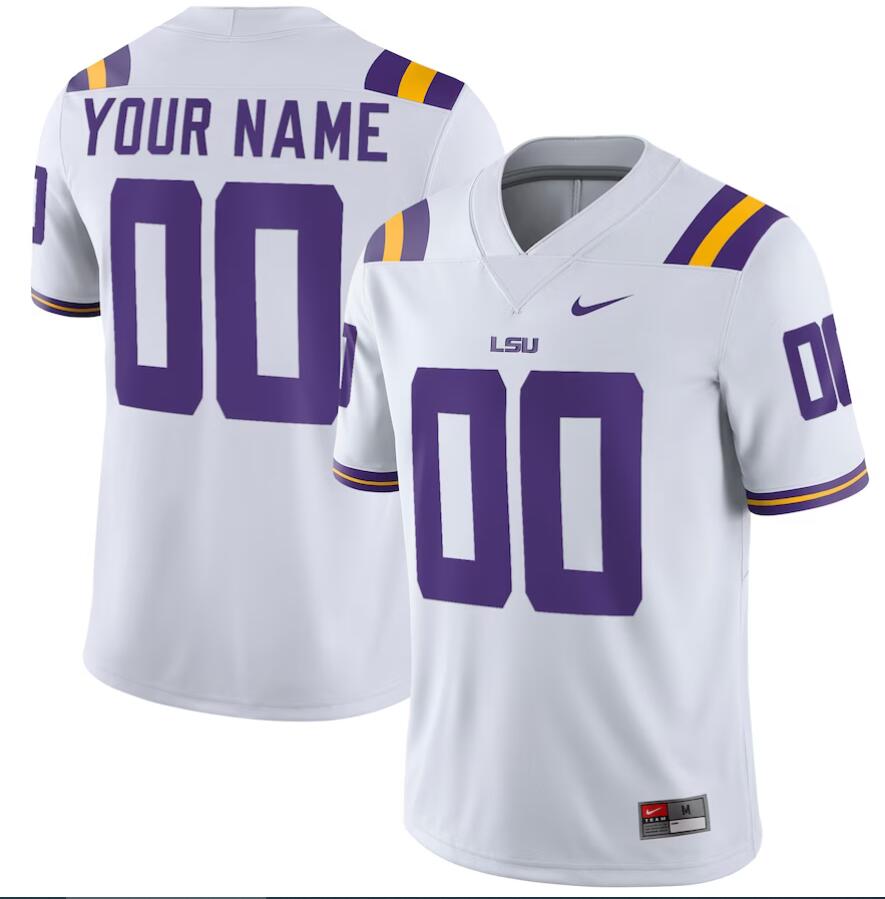 Men NCAA Nike LSU Tigers Football Custom Game White Jersey->customized mlb jersey->Custom Jersey